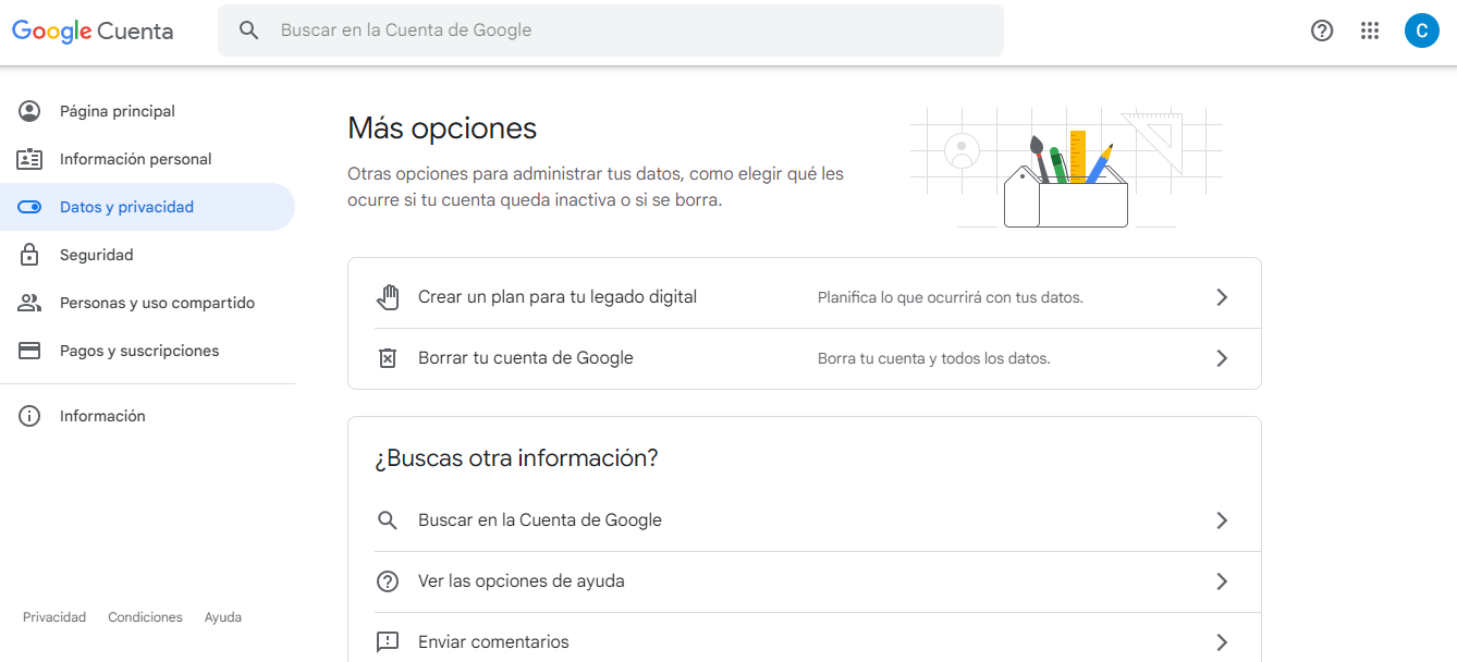 Elimina tu cuenta de Google para borrar datos personales 